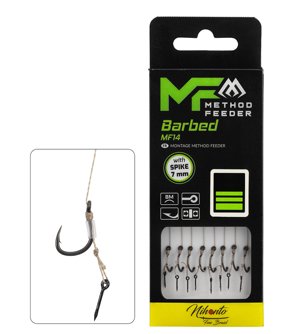 Mikado Method-Feeder-Vorfach MF14 mit Nadel Haken mit Widerhaken / Geflochtene Schnur 0,12mm/10cm