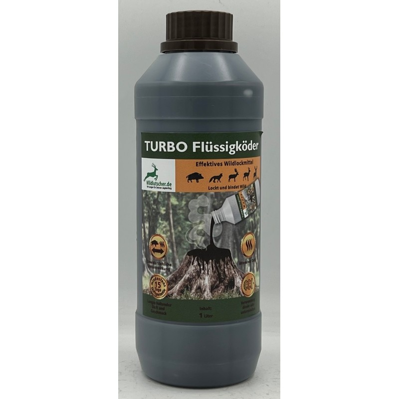 Wildlutscher Turbo Flüssigköder 1 Liter – flüssiges Lockmittel für Schalenwild und Schwarzwild