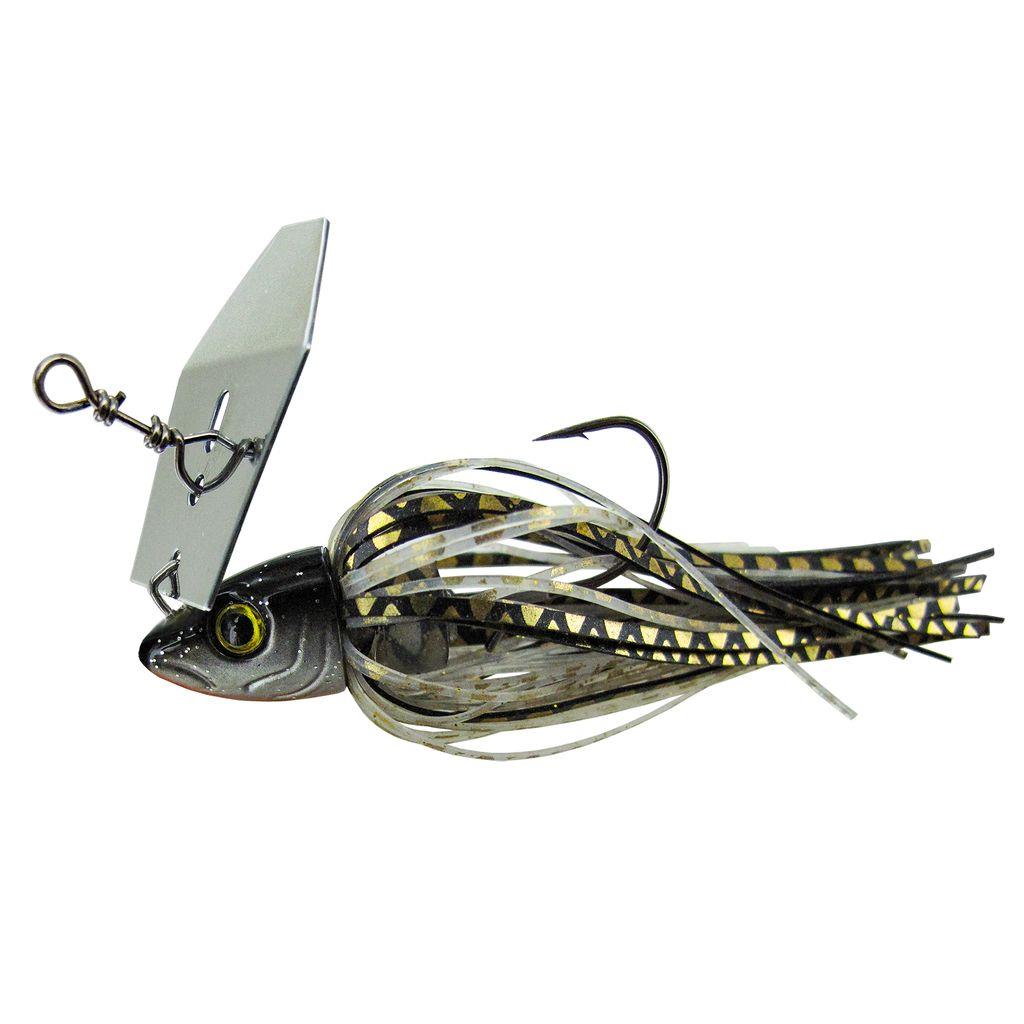 Jenzi Chatterbait 5 g Gold-Black – bleifreier Bladed Jig mit Haken 1/0 für trübes Wasser und Dämmerung