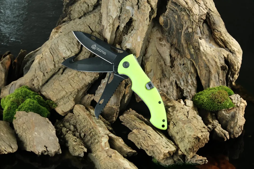 PUMA XP Trifecta 3-Klingen Schließmesser Jagdtaschenmesser mit Droppoint-Klinge, Aufbrechklinge, Knochensäge und nachleuchtendem Acrylgriff
