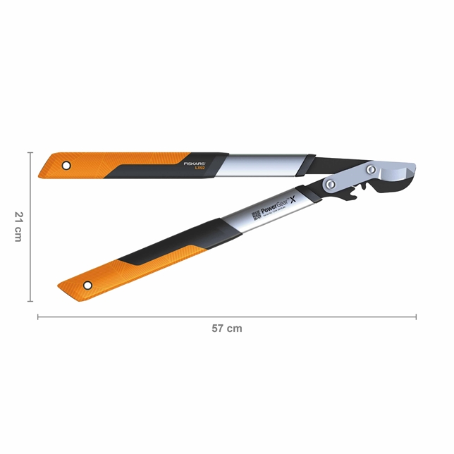 Fiskars LX92-S PowerGear X Bypass-Getriebeastschere 57 cm für frisches Holz bis Ø 38 mm