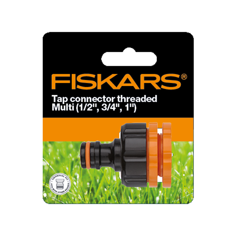 Fiskars Hahnverbinder Multi 1/2", 3/4", 1"