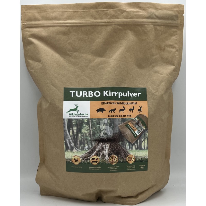 Wildlutscher Turbo Kirrpulver 3 kg – geruchsintensives Kirrmittel für alle Wildarten
