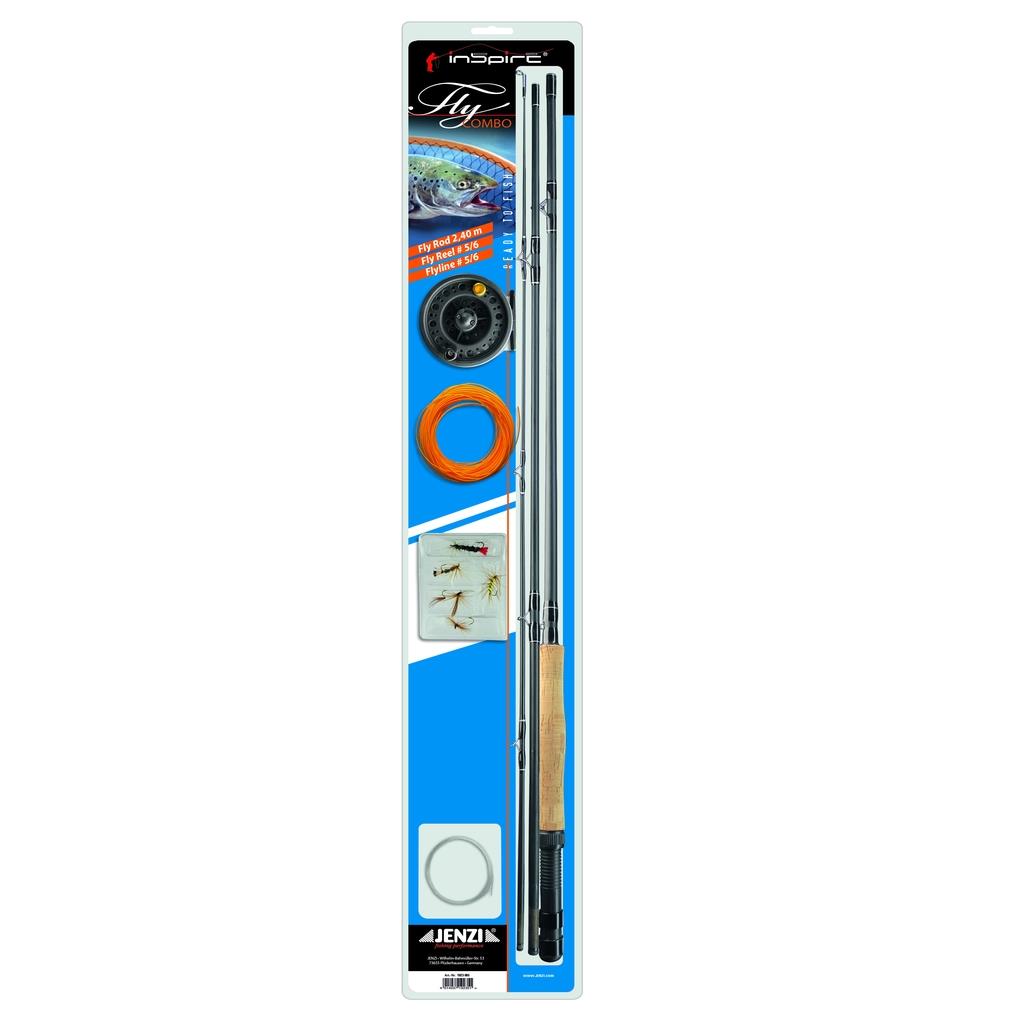 Jenzi Fly Rod-Combo Starter 2,40 m Klasse 5/6 – Fliegenfischen-Set für Einsteiger