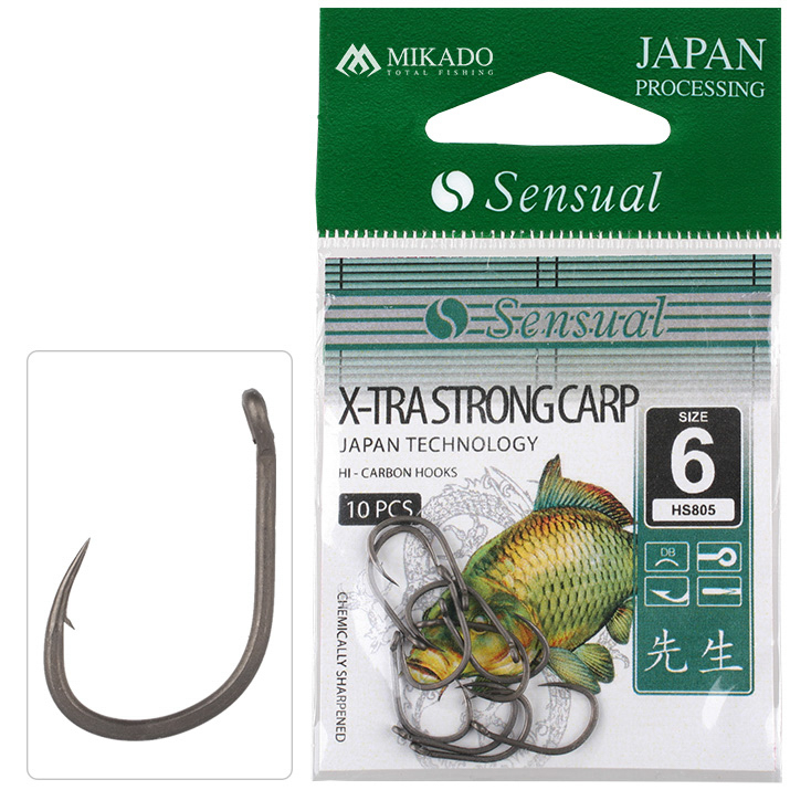 Mikado Sensual X-Tra Strong Carp Karpfenhaken Dunkelbronze