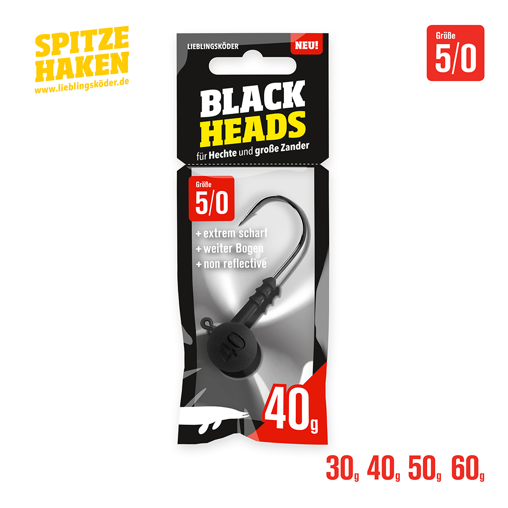 Lieblingsköder Der Spitze Haken 5/0 Blackheads – Jighaken für Gummiköder