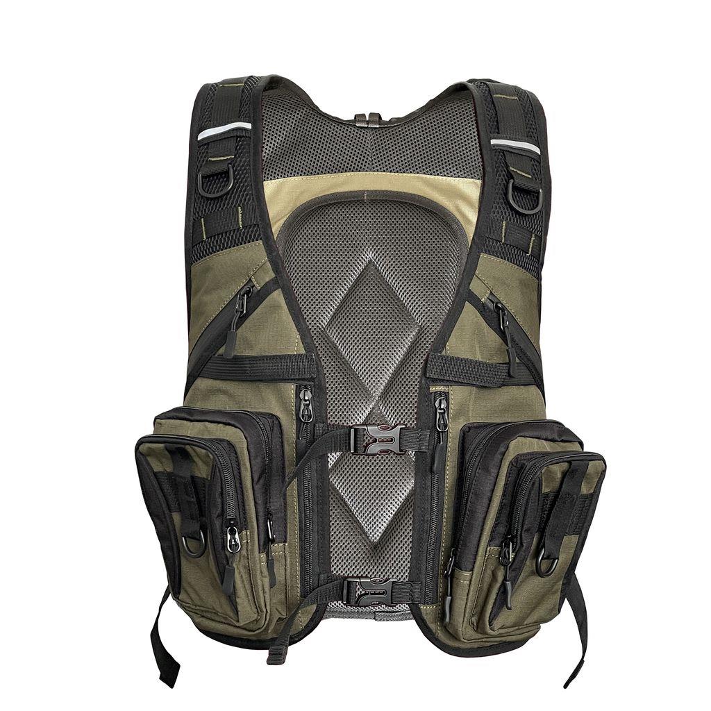 Jenzi Angelrucksack mit integrierter Weste – 15 Taschen
