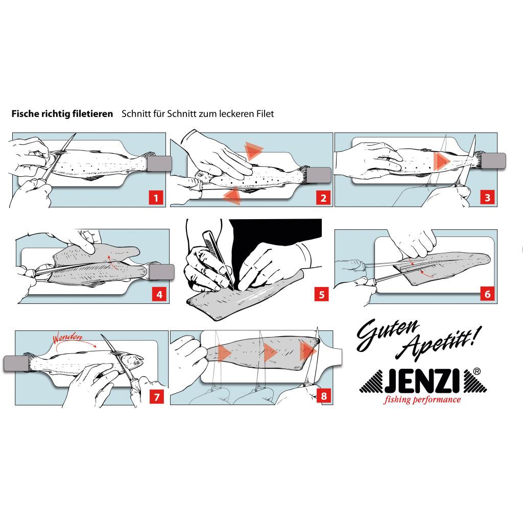 Jenzi Filetiermesser-Set 6-teilig mit Tasche, Schärfer und Brett