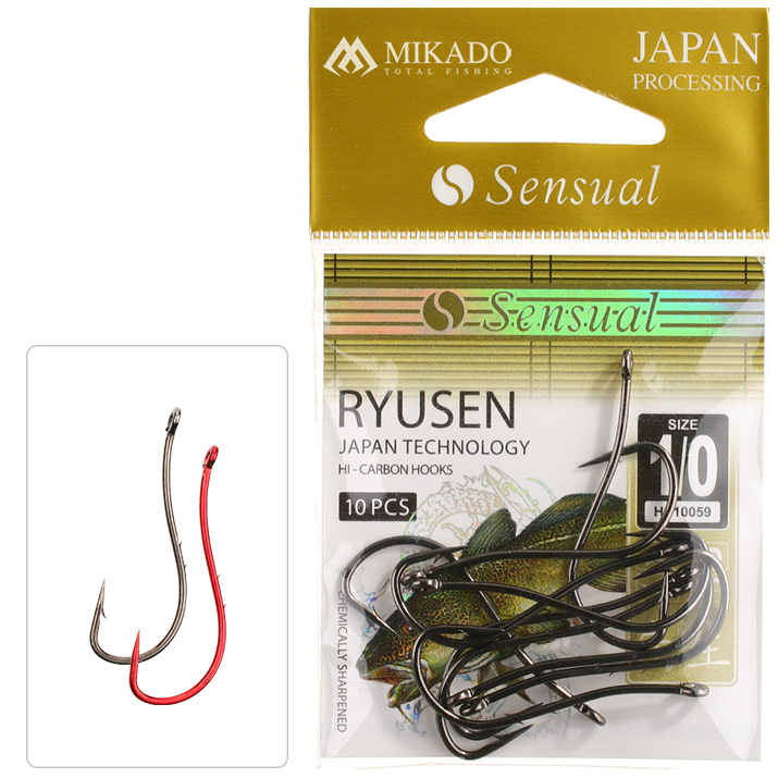 Mikado Sensual Ryusen mit Ring Brandungshaken Black Nickel Größe 1/0