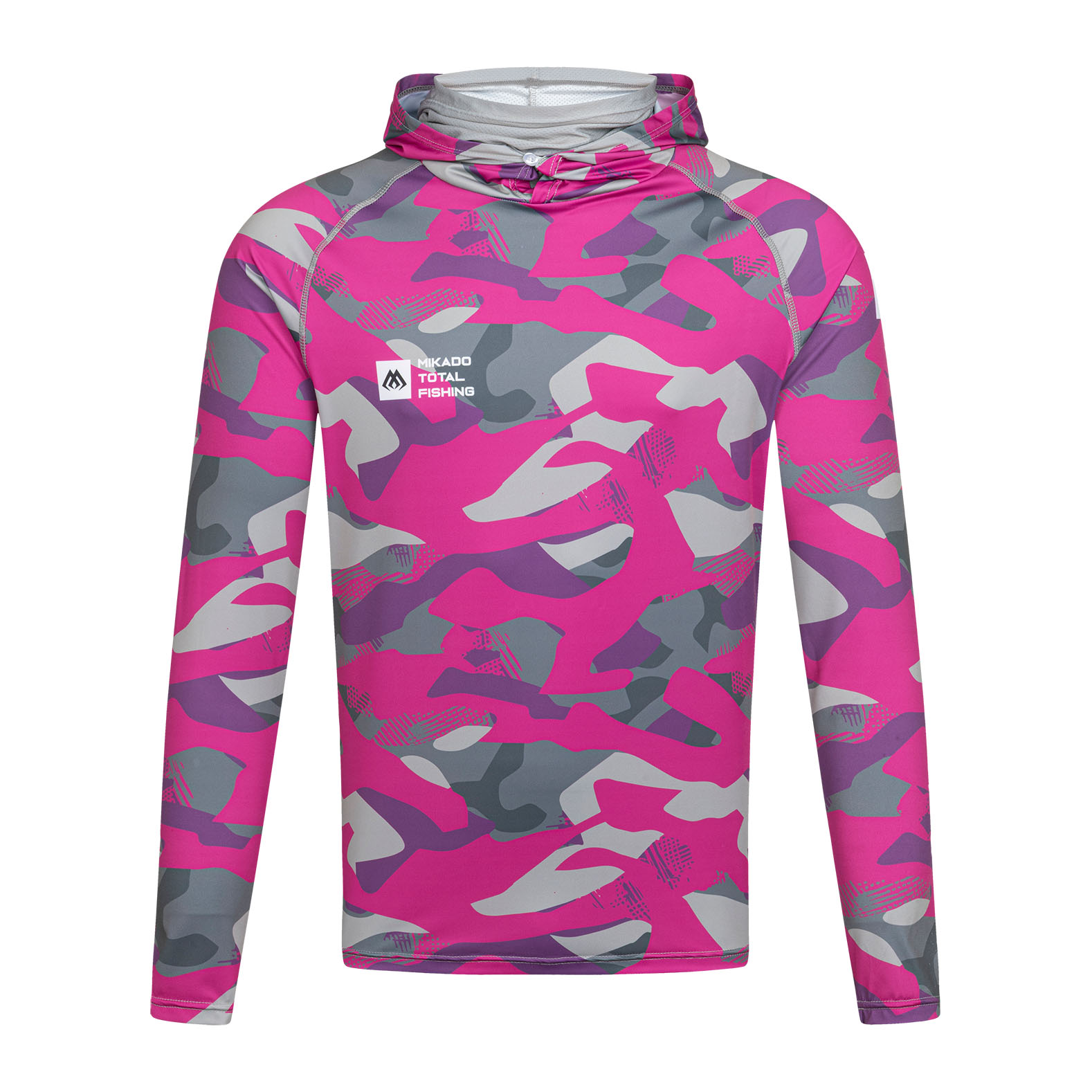 Mikado Damen-Longsleeve Hoodie mit Gesichtsschutz mit UPF-Filter Lady Camo Größe XXL