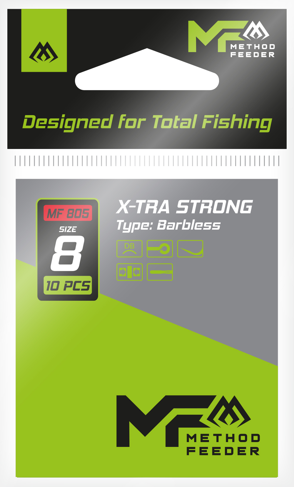 Mikado X-Tra Strong Methodfeederhaken widerhakenlos