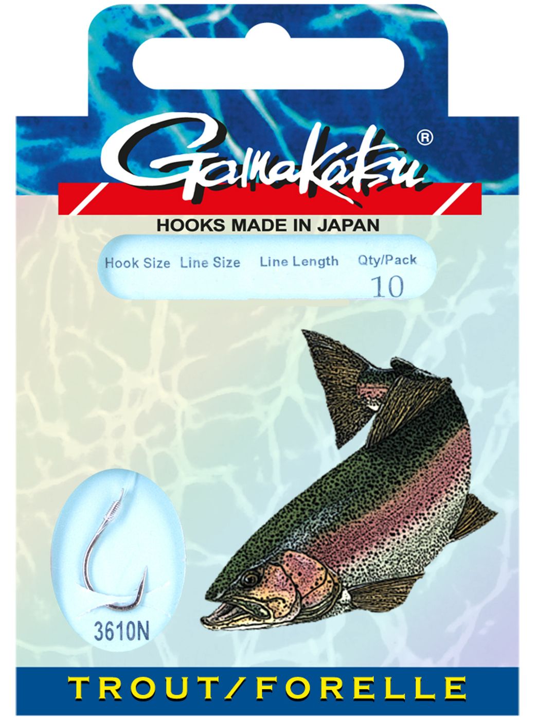Gamakatsu LS-3610 Trout Vorfachhaken Nickel – 10 Stück