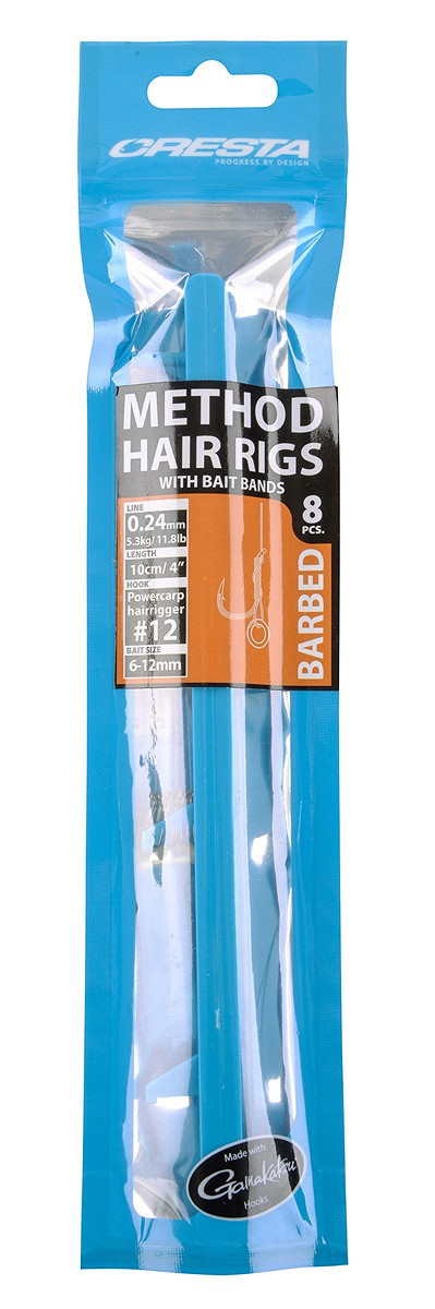 Cresta Method Hairrigs + Band Barbed Vorfachhaken 10 cm – 8 Stück