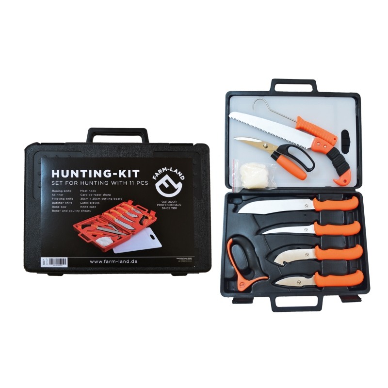 Farm-Land Hunting-Kit 11-teilig – Zerwirkset im Koffer mit 420er-Stahlklingen