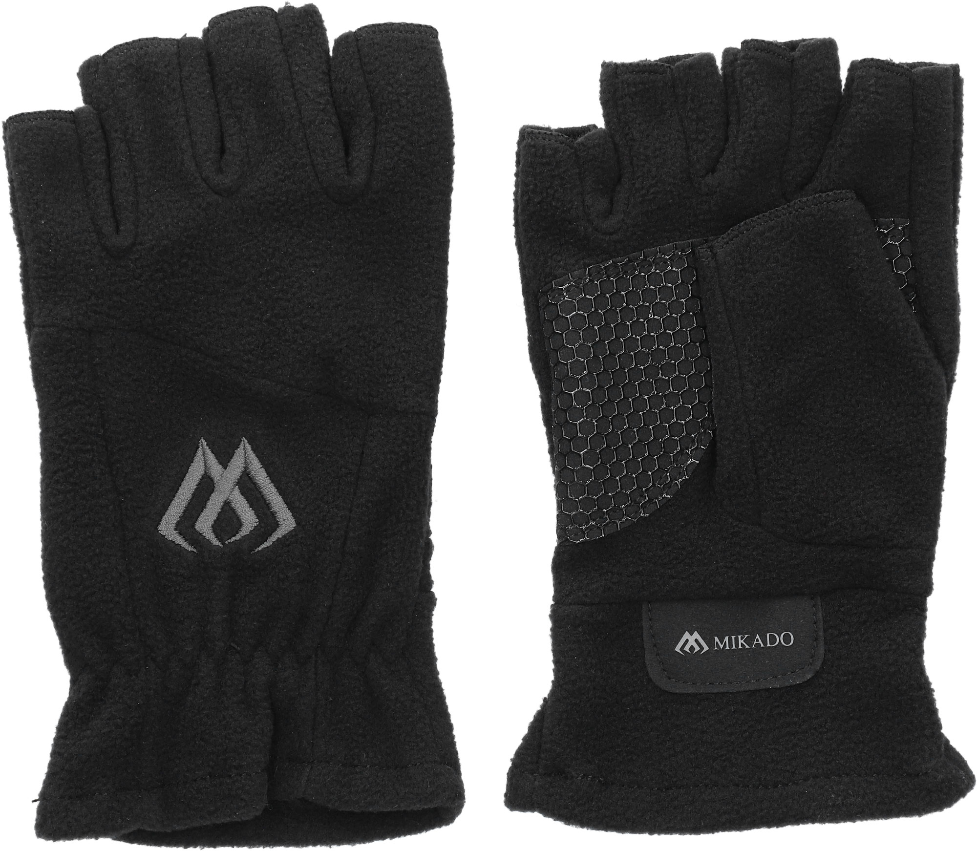 Mikado Fleecehandschuhe ohne Finger Schwarz/Grau