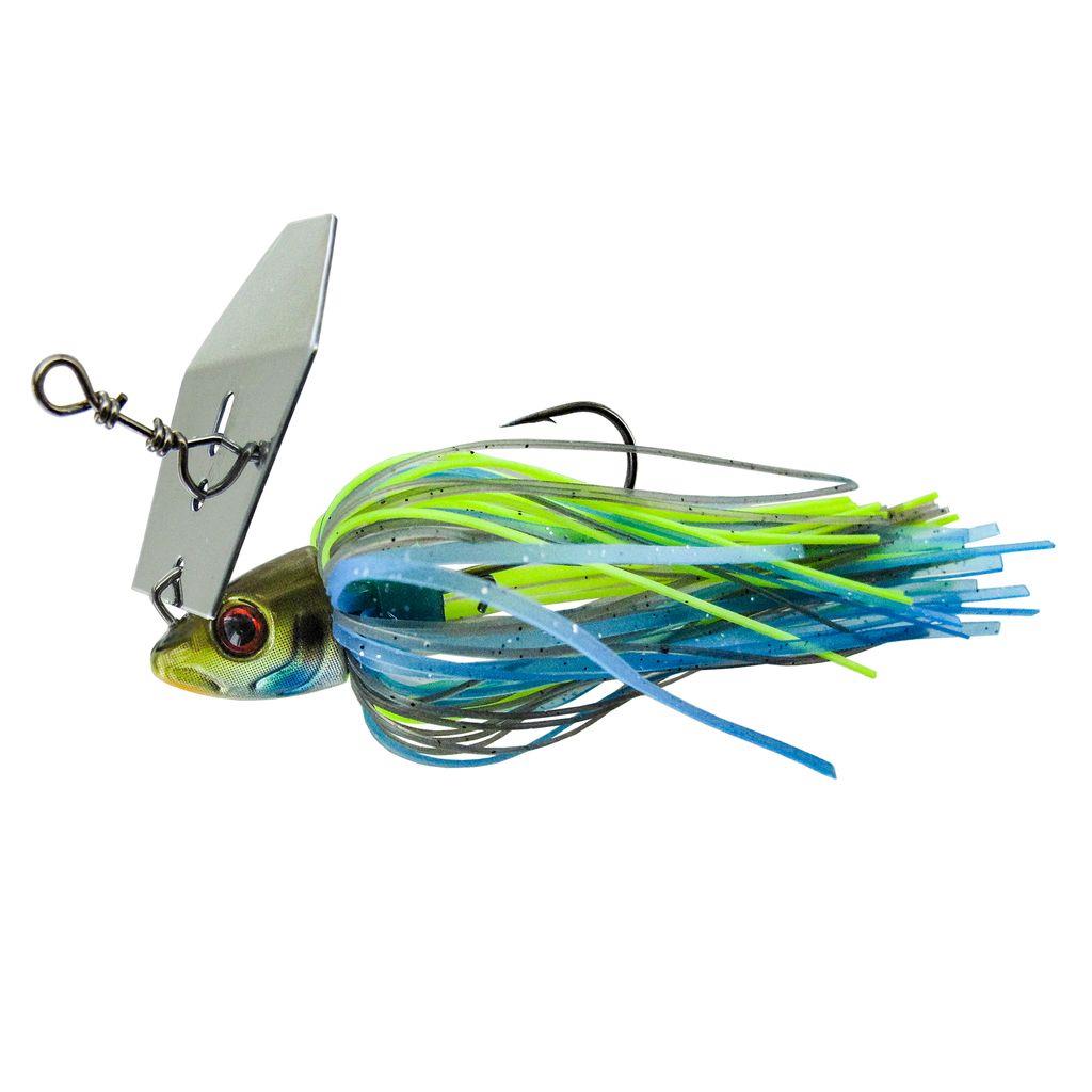 Jenzi Chatterbait 5 g Shiny Blue – bleifreier Bladed Jig mit Haken 1/0 für das leichte Raubfischangeln