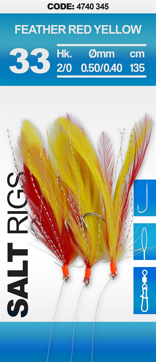 SPRO Salt Rig 33 Feather Red Yellow Meeresvorfach