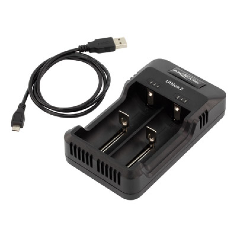 Ansmann Lithium 2 Ladegerät für 1–2 Li-Ion und NiMH Akkus mit USB-Anschluss