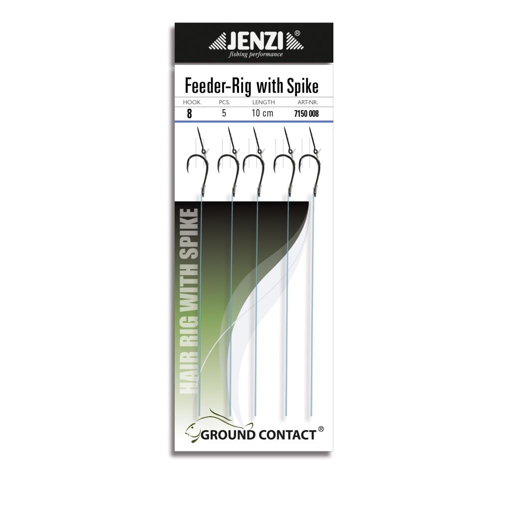 Jenzi Feeder-Vorfach mit Spike – gebundenes Method-Feeder-Rig, Hakengröße 4 bis 8, 5 Stück