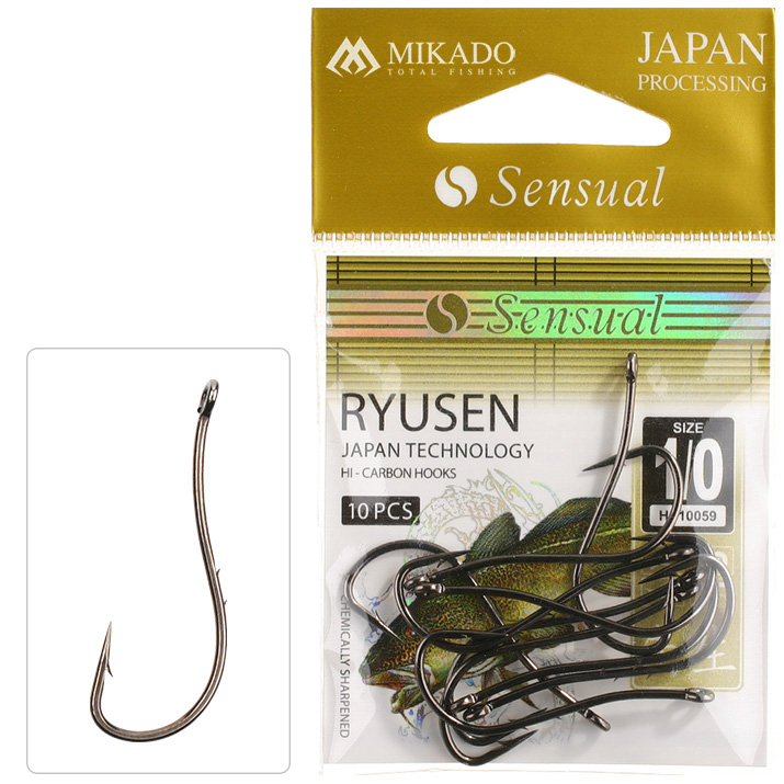 Mikado Sensual Ryusen mit Ring Brandungshaken Black Nickel Größe 1/0